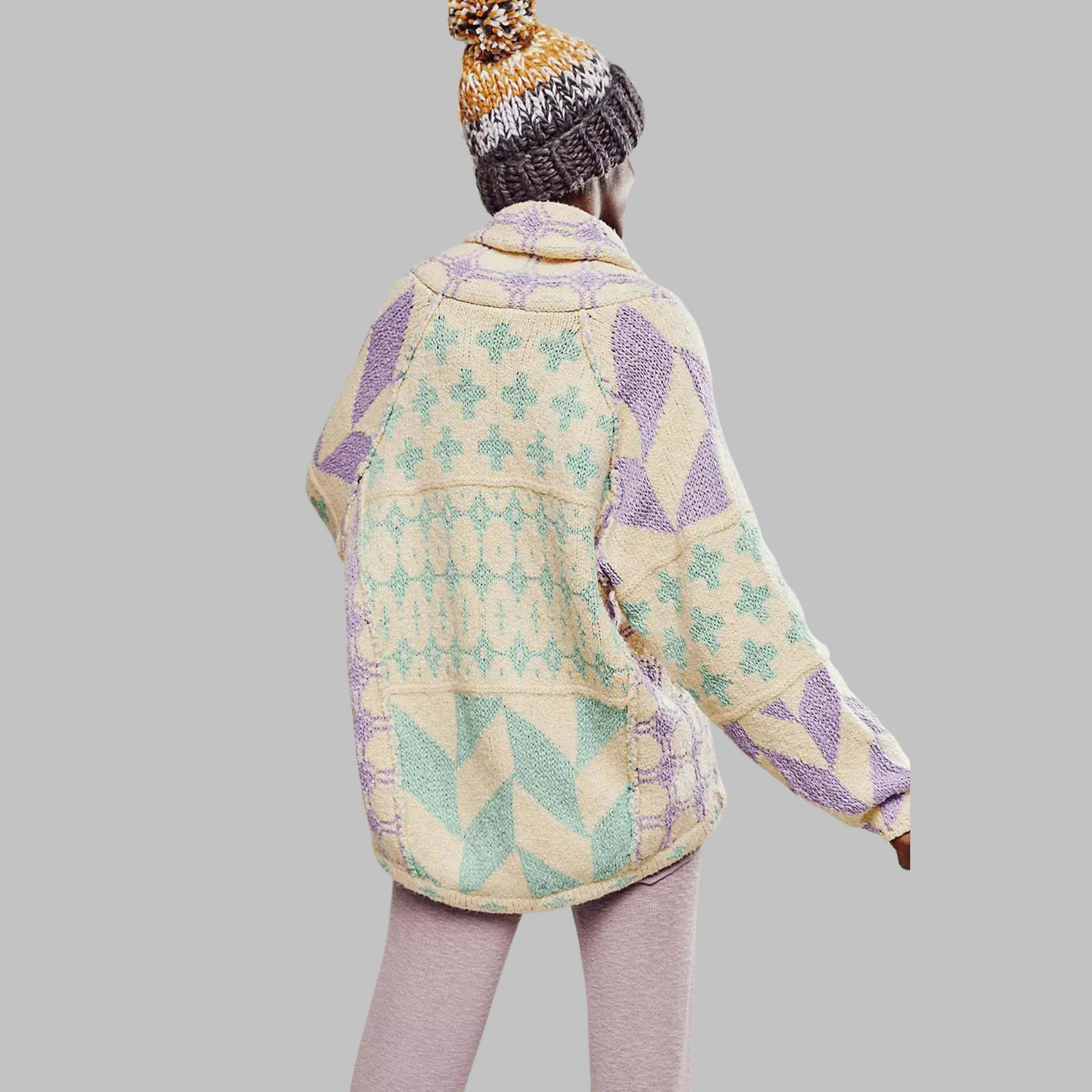 Cardigan boutonné oversize vintage femme