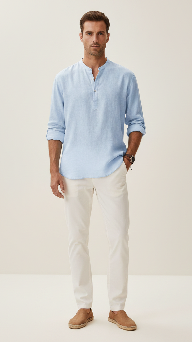 Chemise unisexe col classique manches longues