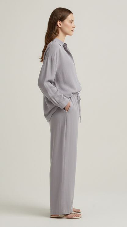 Ensemble 2 pièces femme effet lin