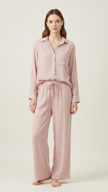 Ensemble 2 pièces femme effet lin
