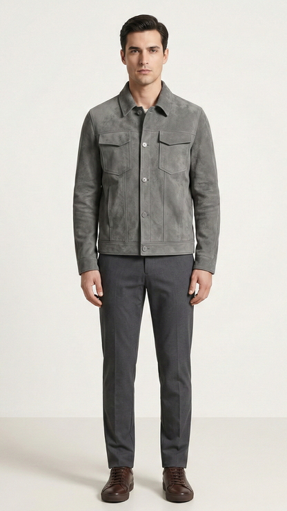 Veste homme boutonnée style suède