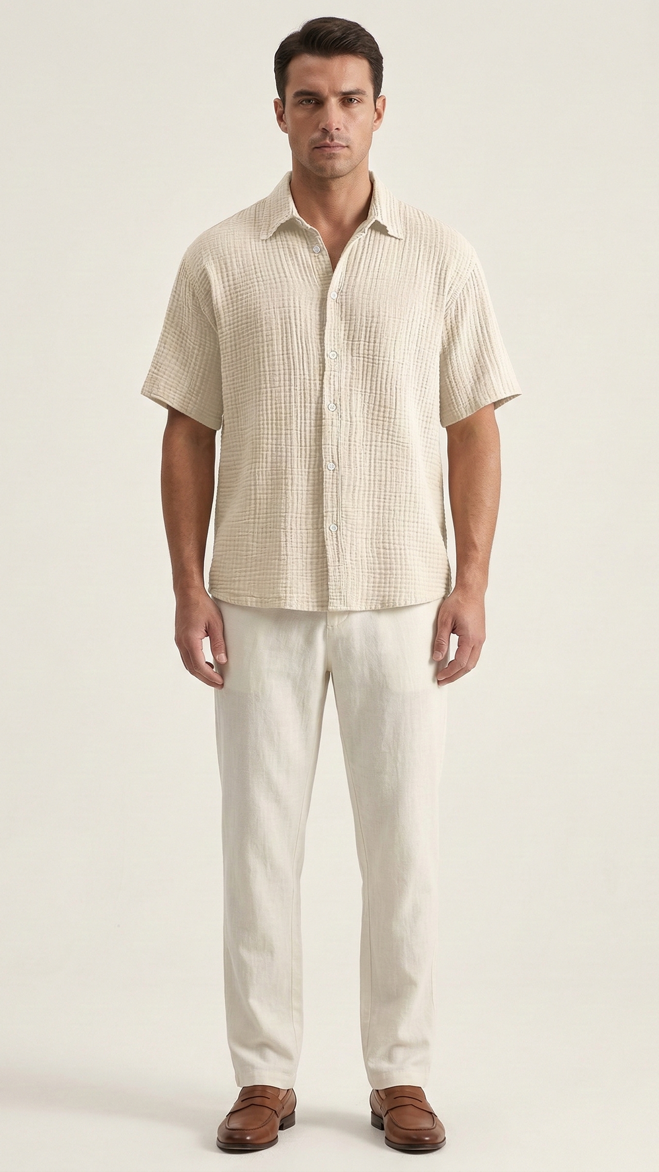 Chemise gaufrée homme manches courtes