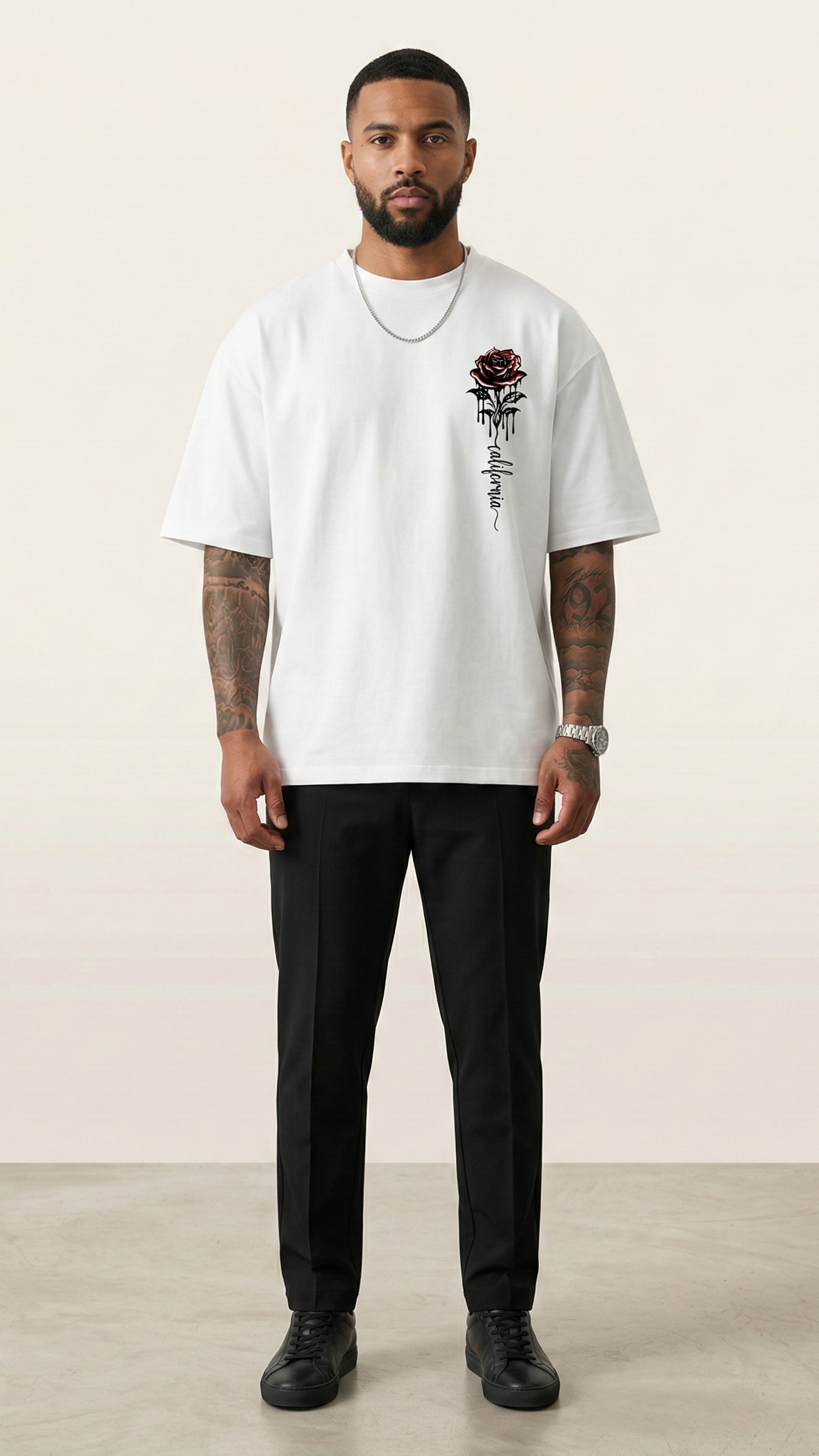T-shirt homme imprimé rose coupe ample