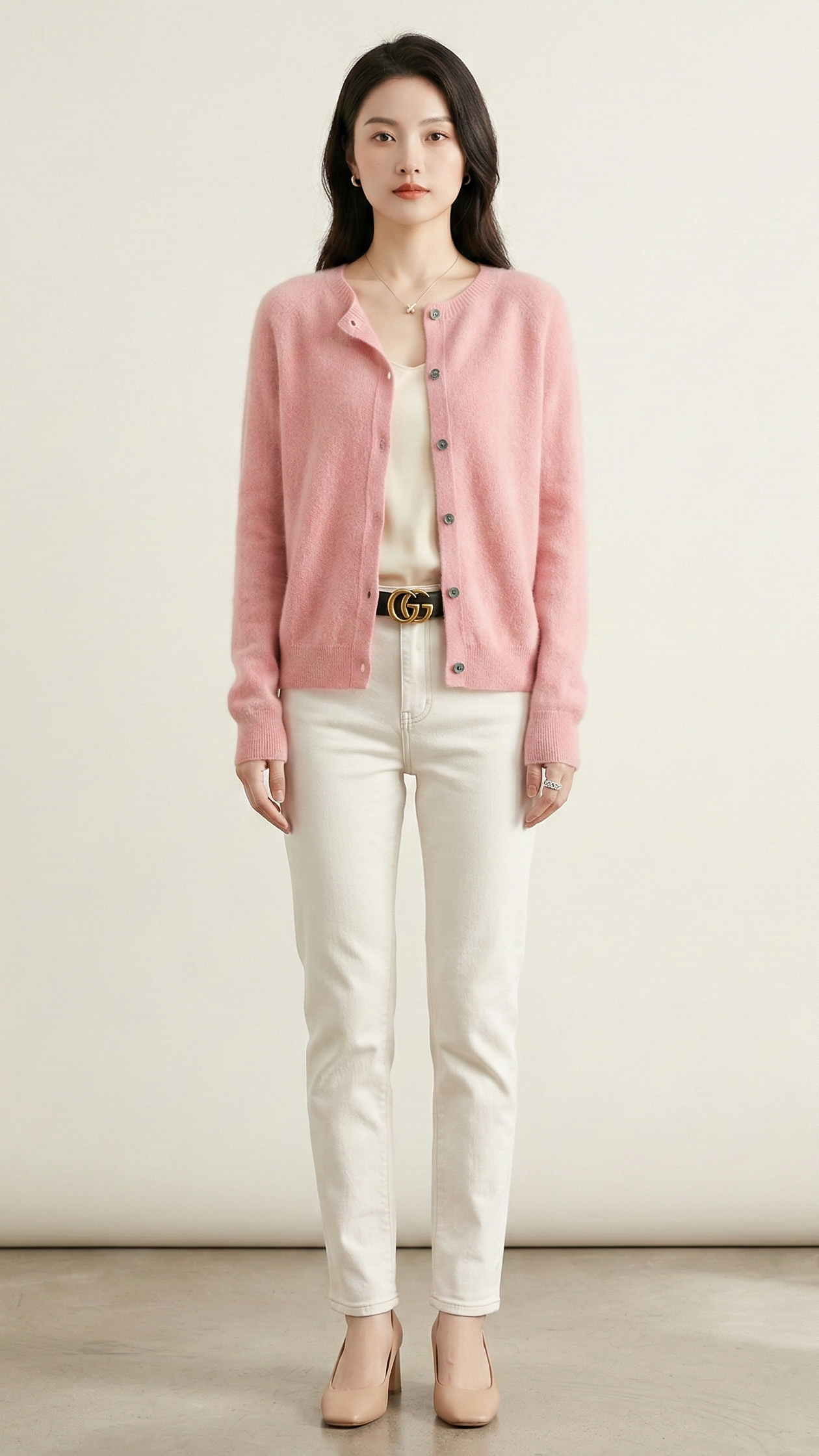 Cardigan maille femme col rond boutonné