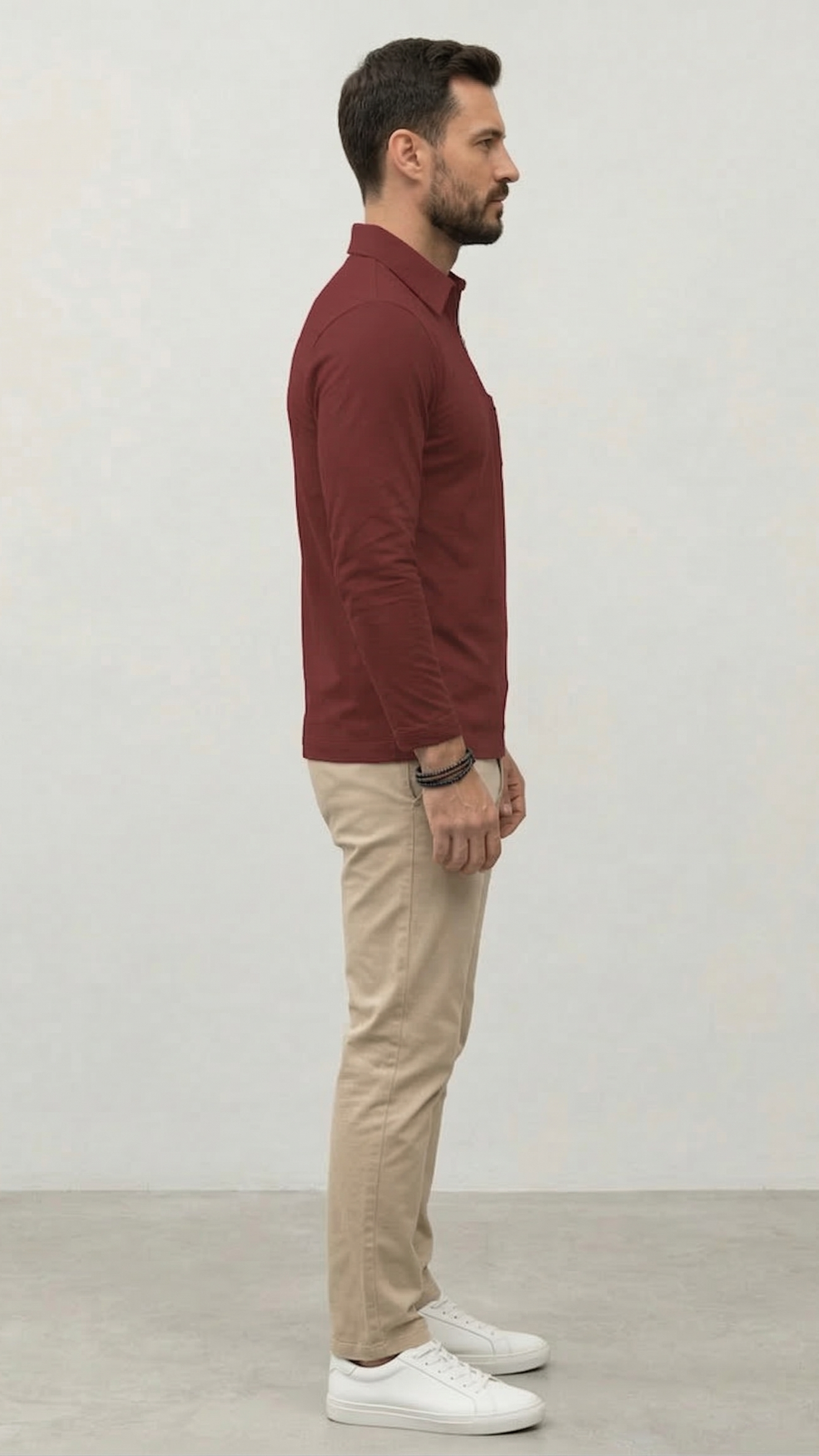 Polo Homme Manches Longues Poche Poitrine