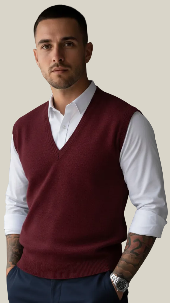 Pull sans manches homme col V