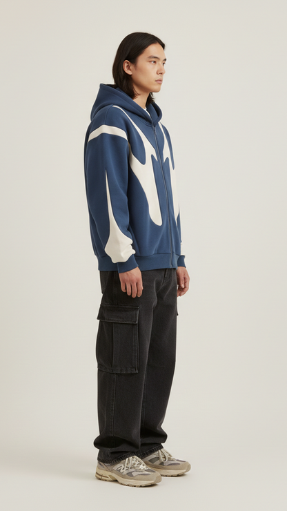Sweat à capuche zippé homme coupe droite