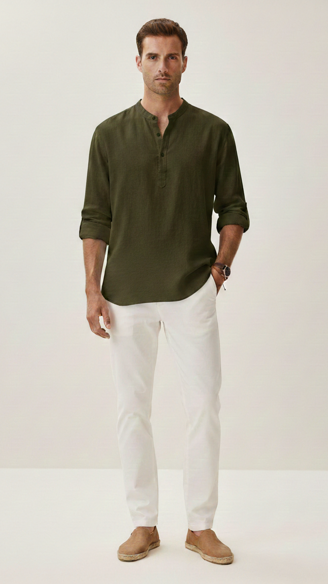 Chemise unisexe col classique manches longues