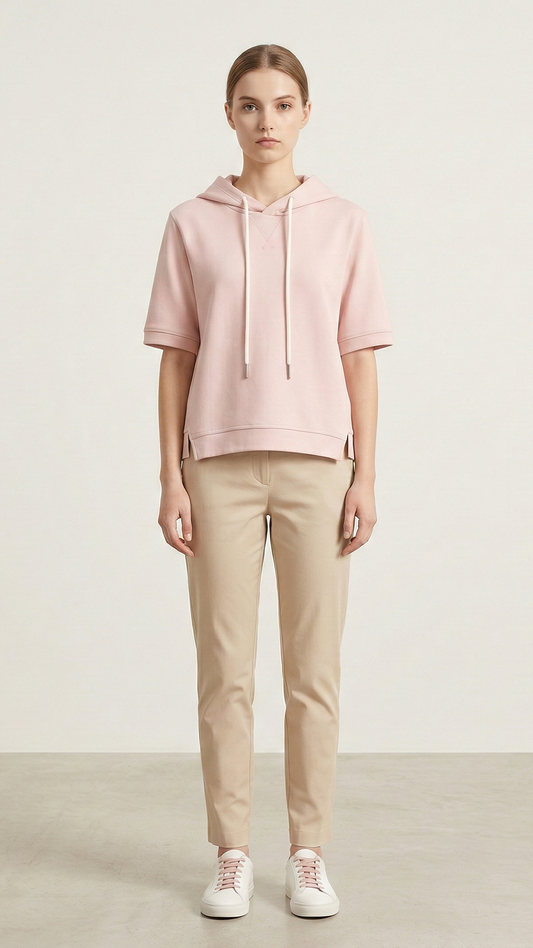 Sweat à capuche femme manches courtes