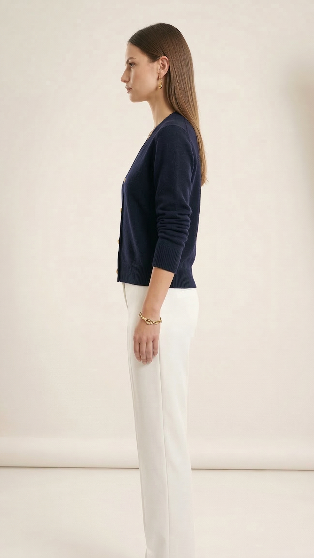 Cardigan femme col V boutonné