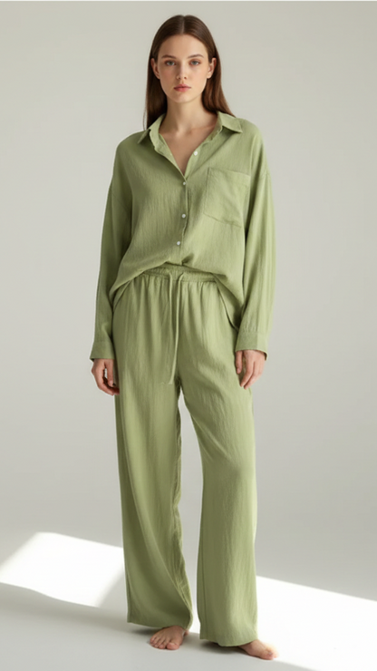 Ensemble 2 pièces femme effet lin