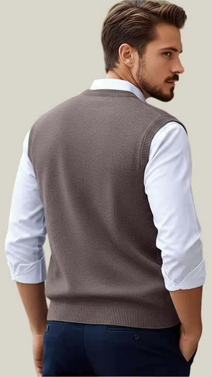 Pull sans manches homme col V