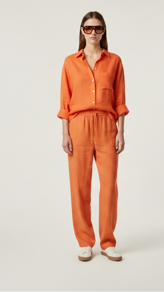 Ensemble 2 pièces femme effet lin