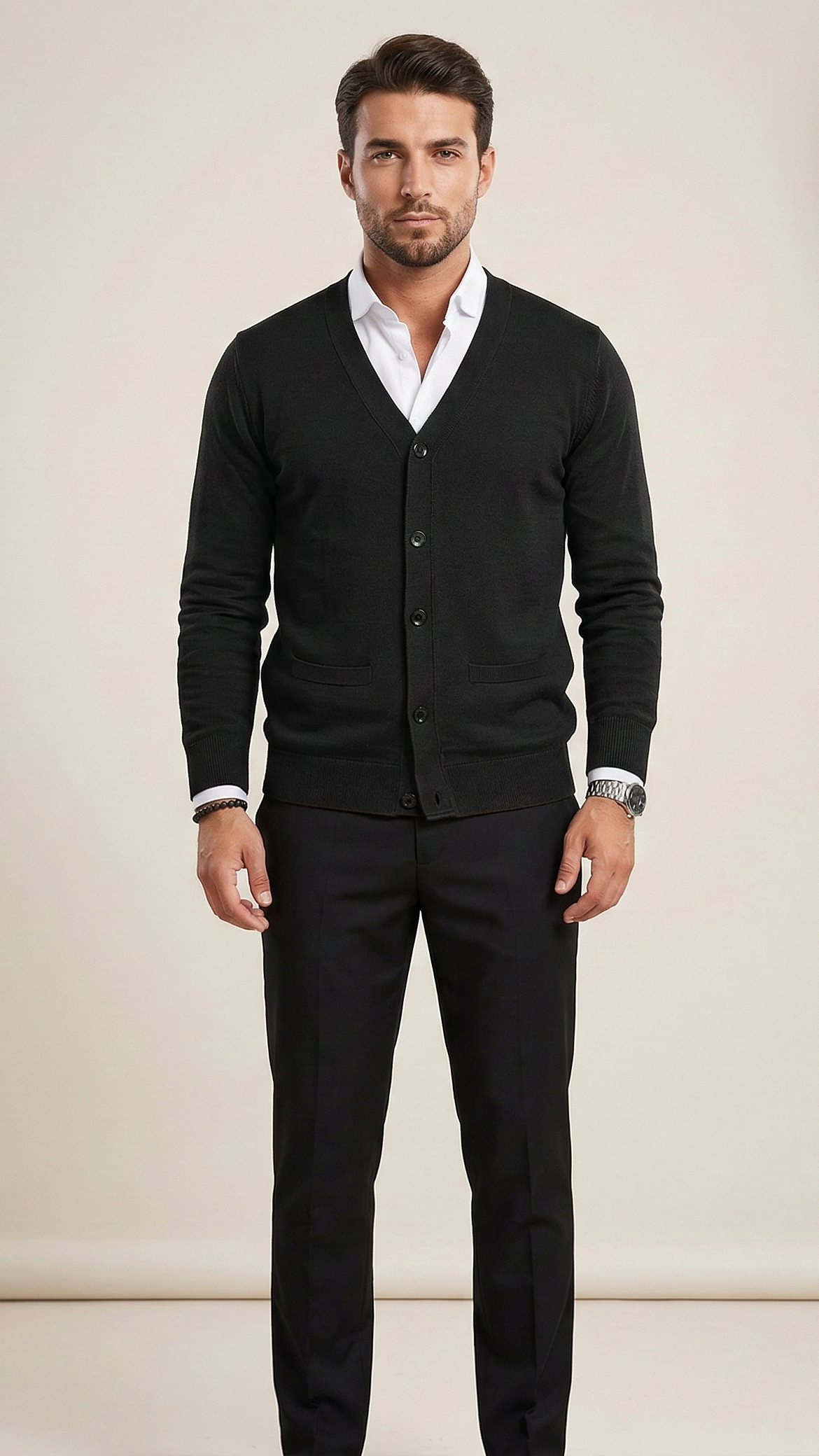 Gilet homme col V boutonné