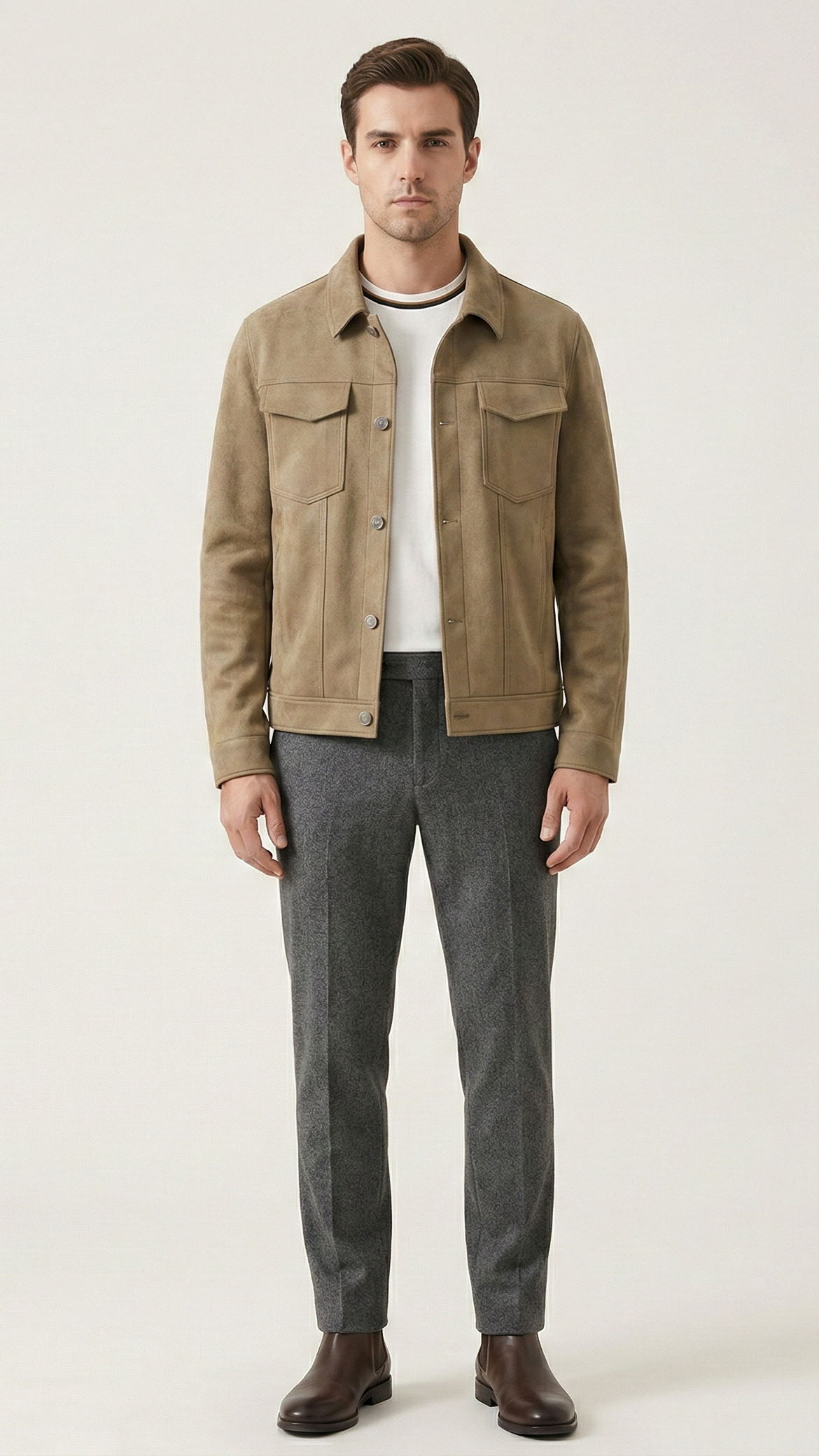 Veste homme boutonnée style suède