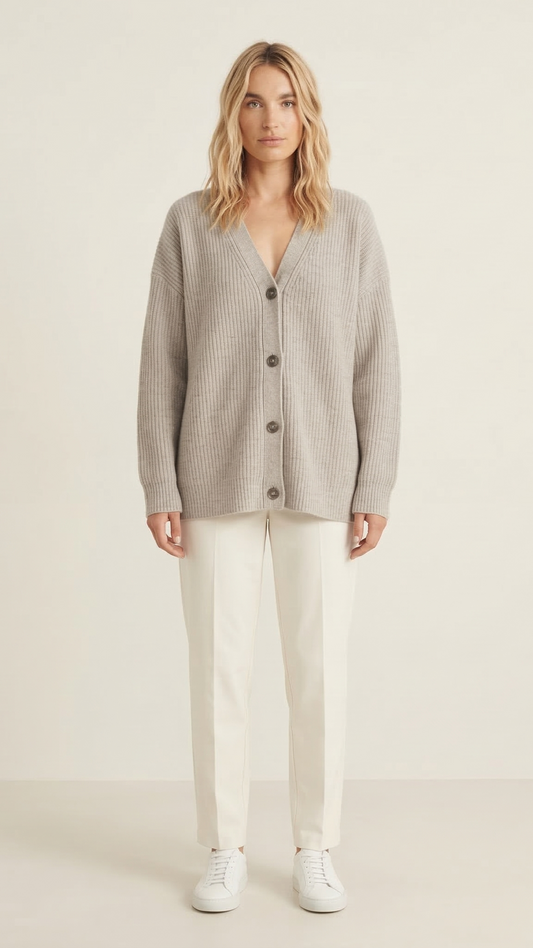 Cardigan maille femme boutonné col V