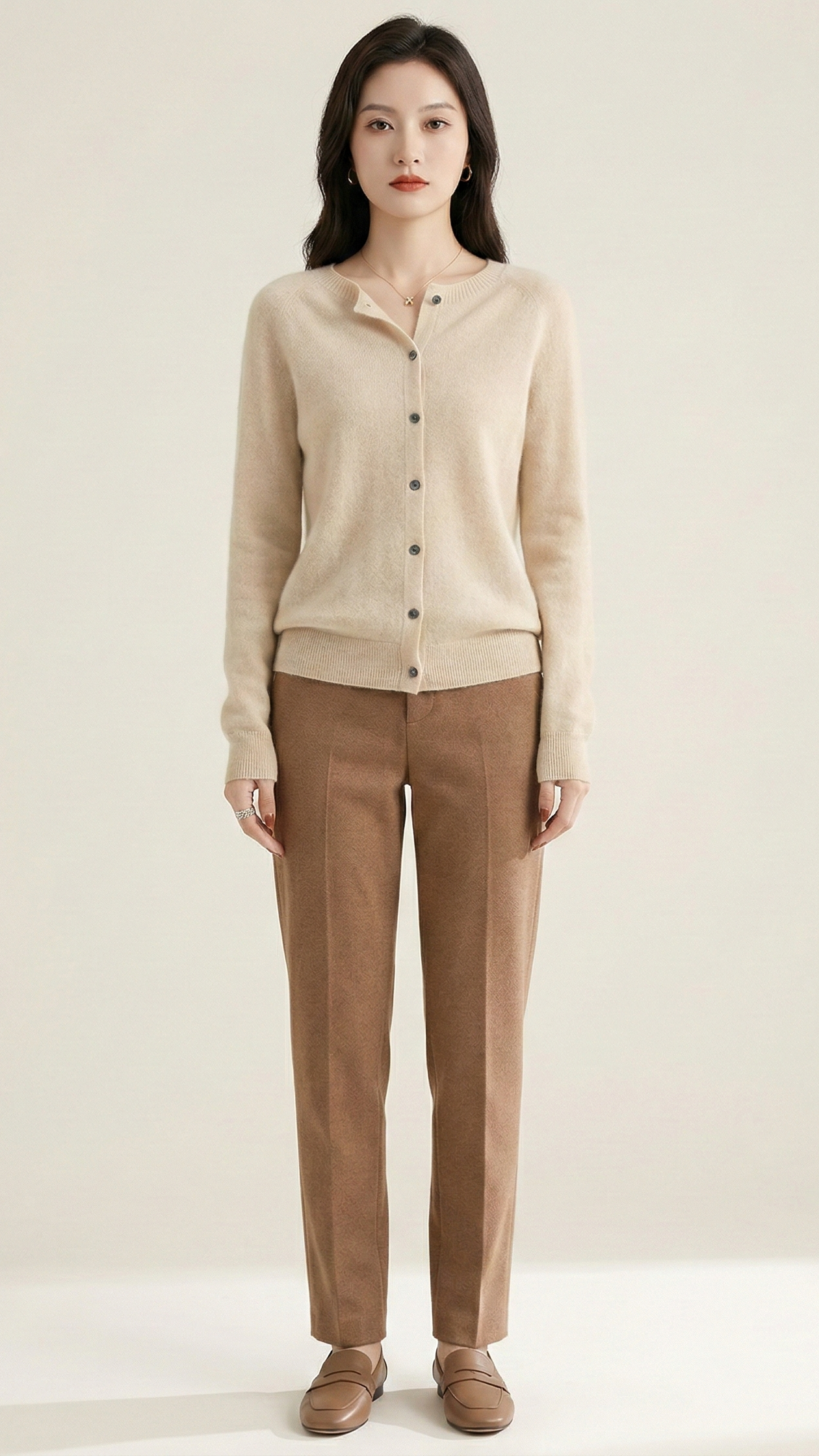 Cardigan maille femme col rond boutonné
