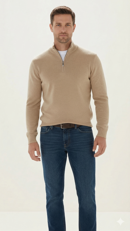 Pull Homme Col Zippé