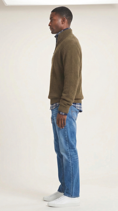 Pull homme col camionneur zippé
