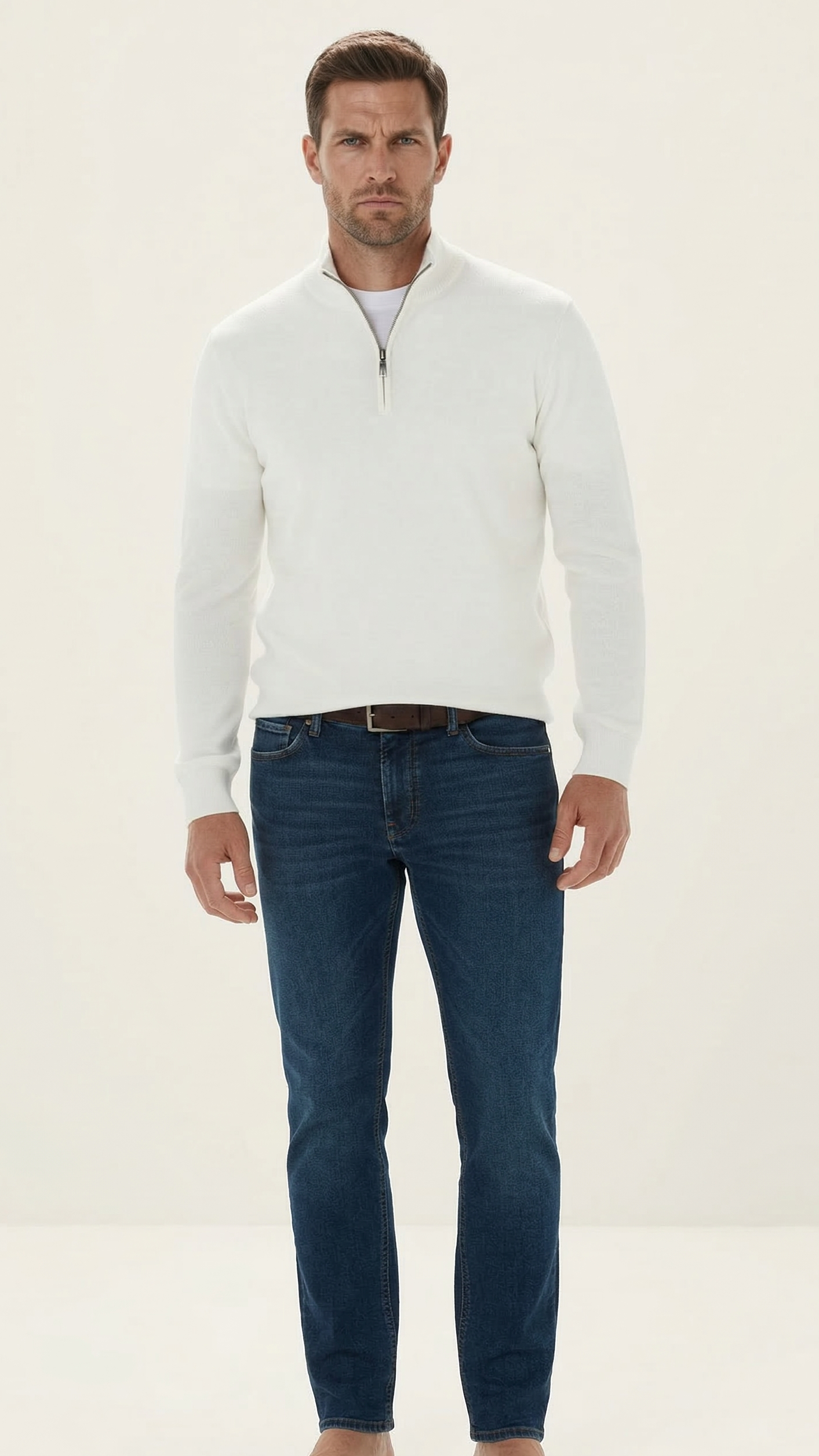 Pull Homme Col Zippé