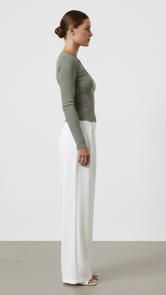 Haut moulant femme manches longues col rond