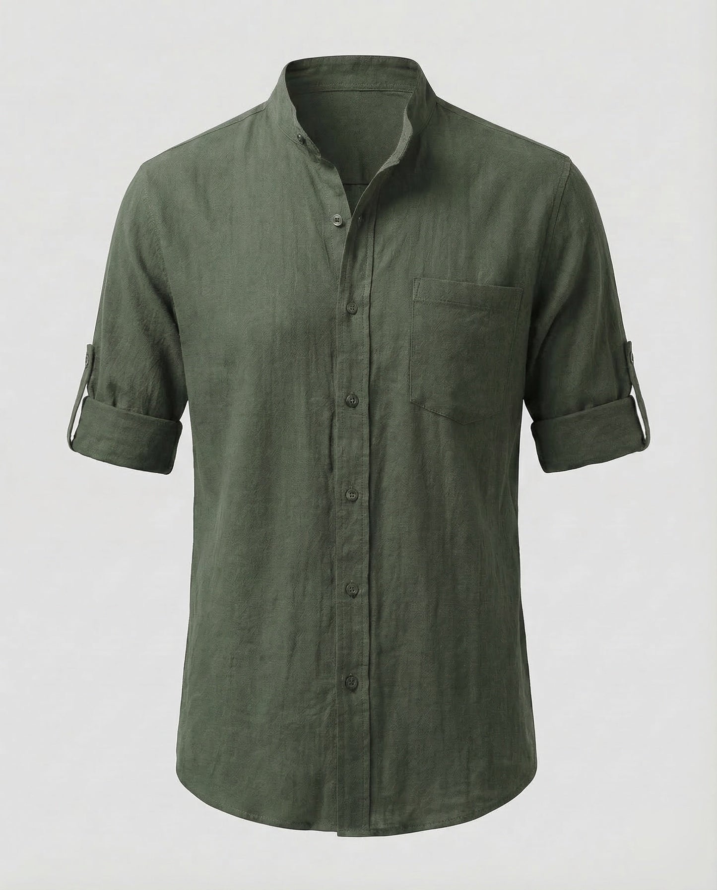 Chemise homme col mao manches relevables