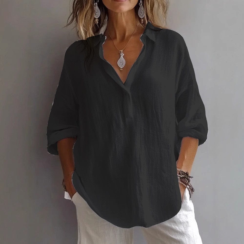 Blouse Femme Décontractée à Manches Amples | Patte de Boutonnage