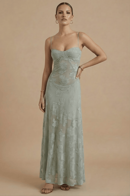 Robe Longue Femme Fleurie à Fines Bretelles | Buste Ajusté