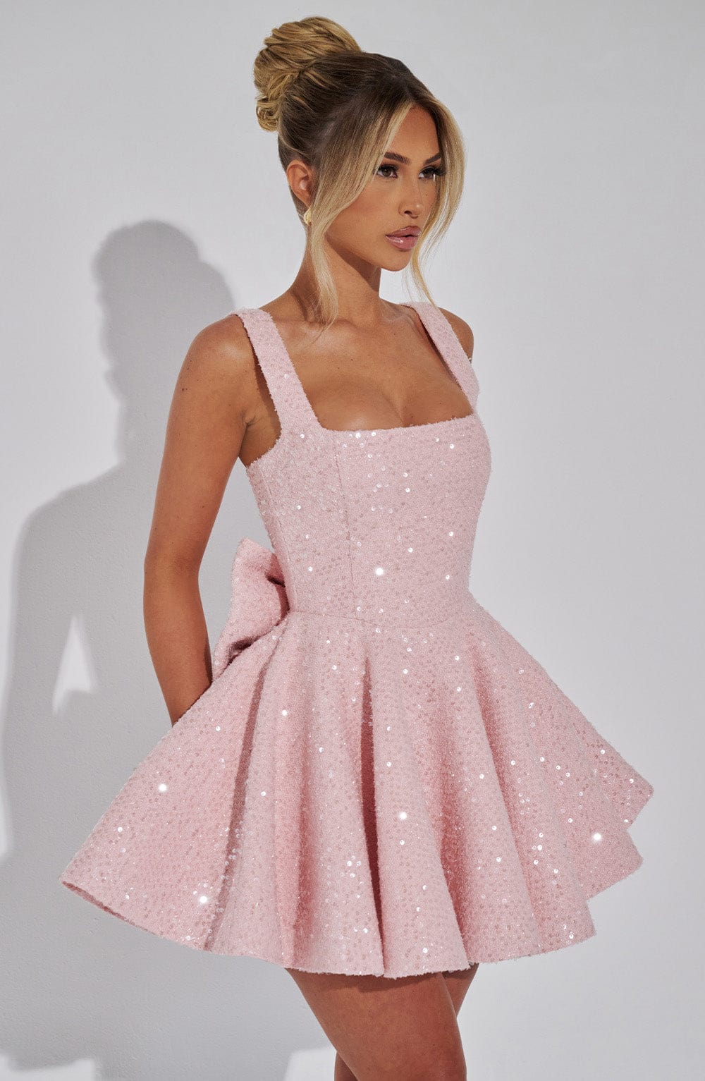 Robe mini sequins nœud femme