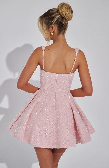 Robe mini sequins nœud femme