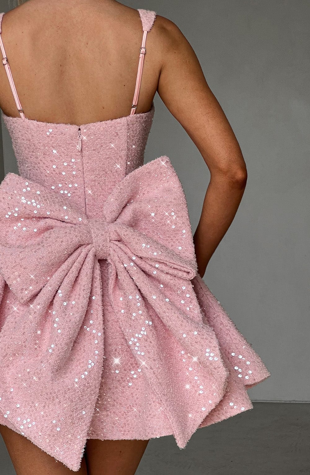 Robe mini sequins nœud femme