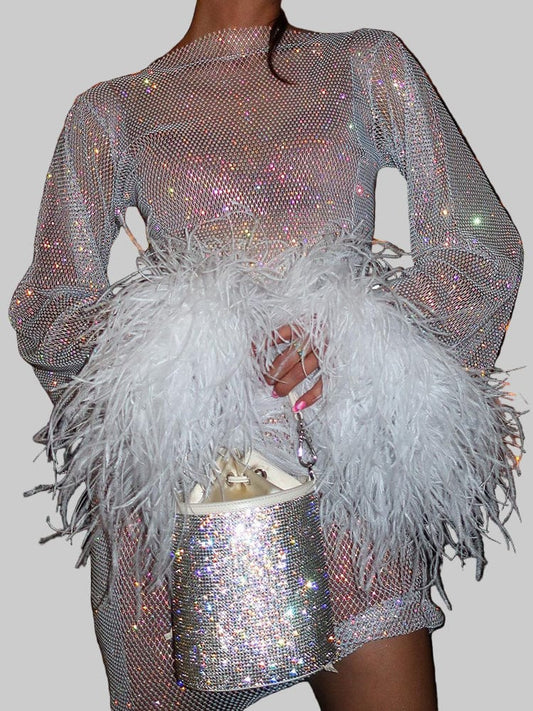 Robe de Soirée Femme à Sequins | Poignets Texturés