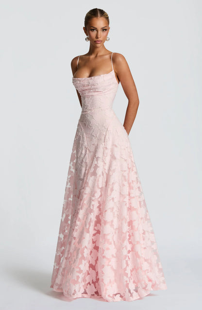 Robe maxi fleurie à bretelles femme
