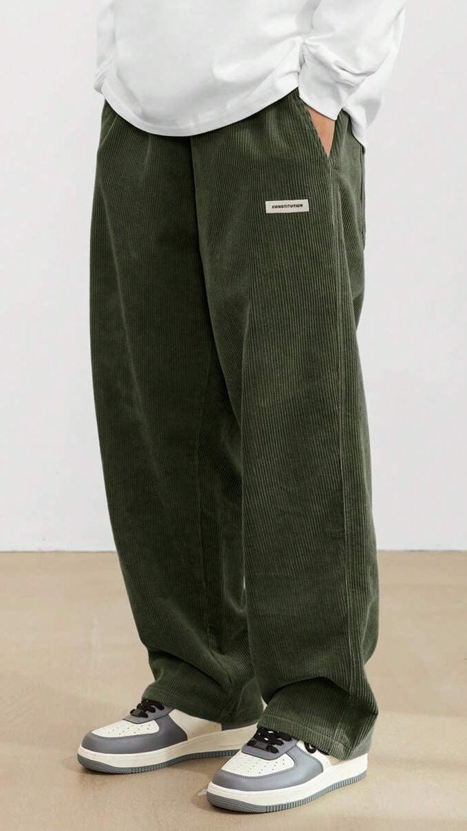 Pantalon velours côtelé homme coupe droite ample