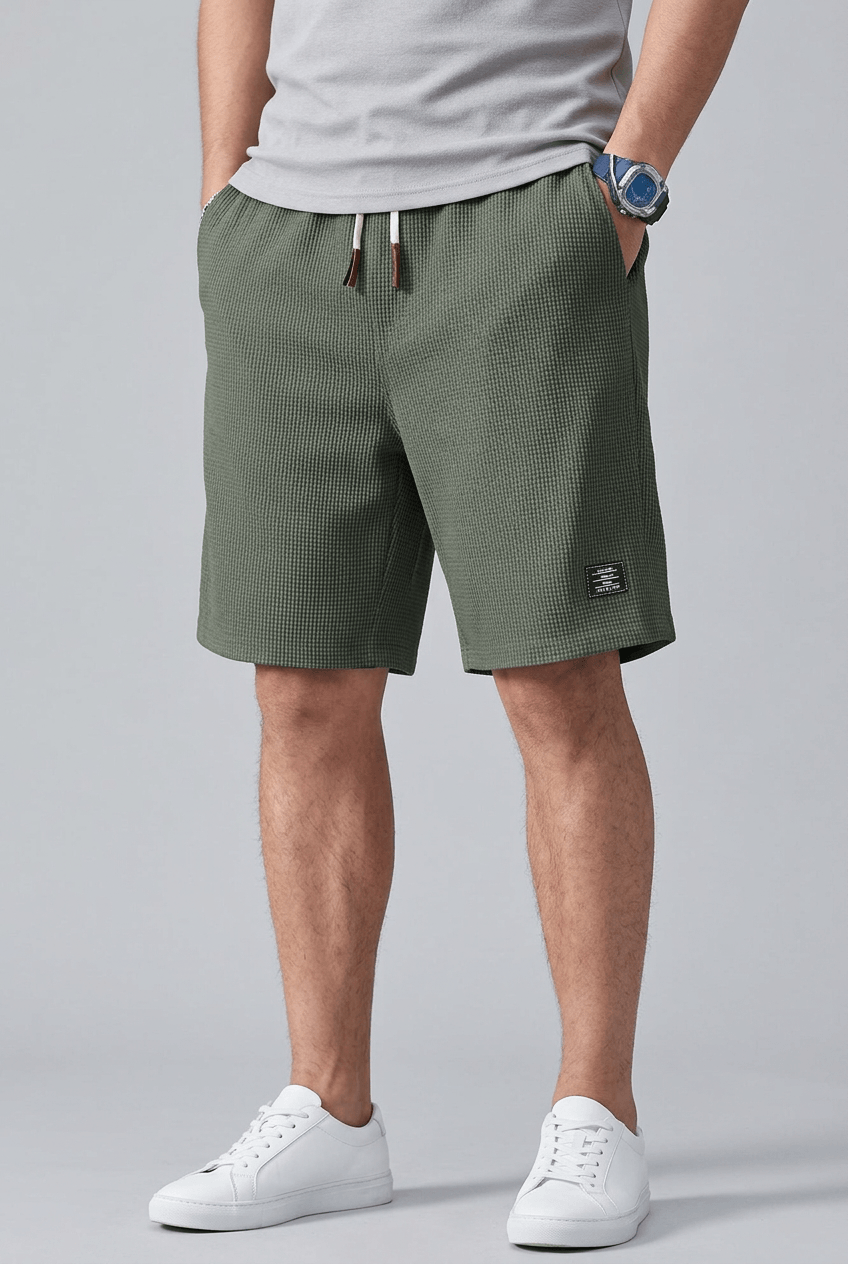 Short Homme Texturé Gaufré | Taille Élastique à Cordon