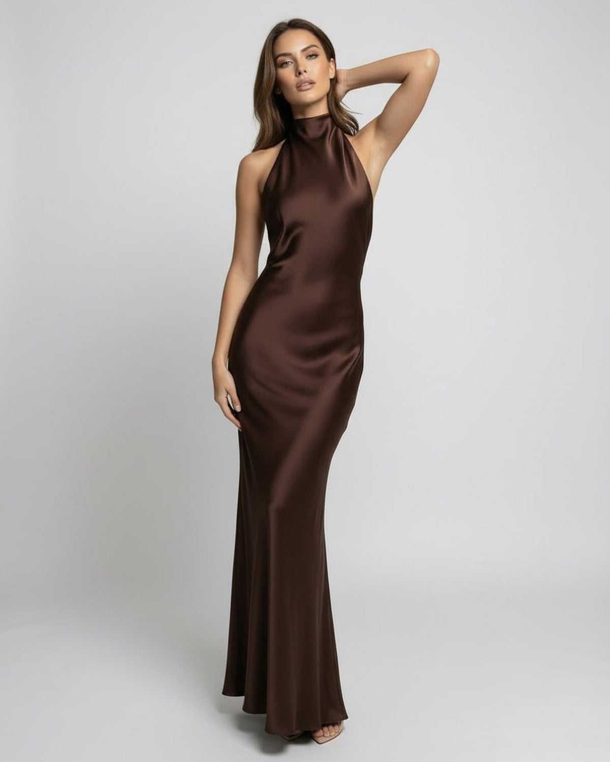Robe Longue Femme Invitée Mariage | Col Halter Sans Manches