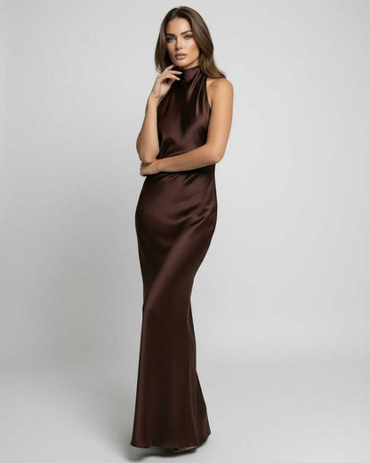 Robe Longue Femme Invitée Mariage | Col Halter Sans Manches