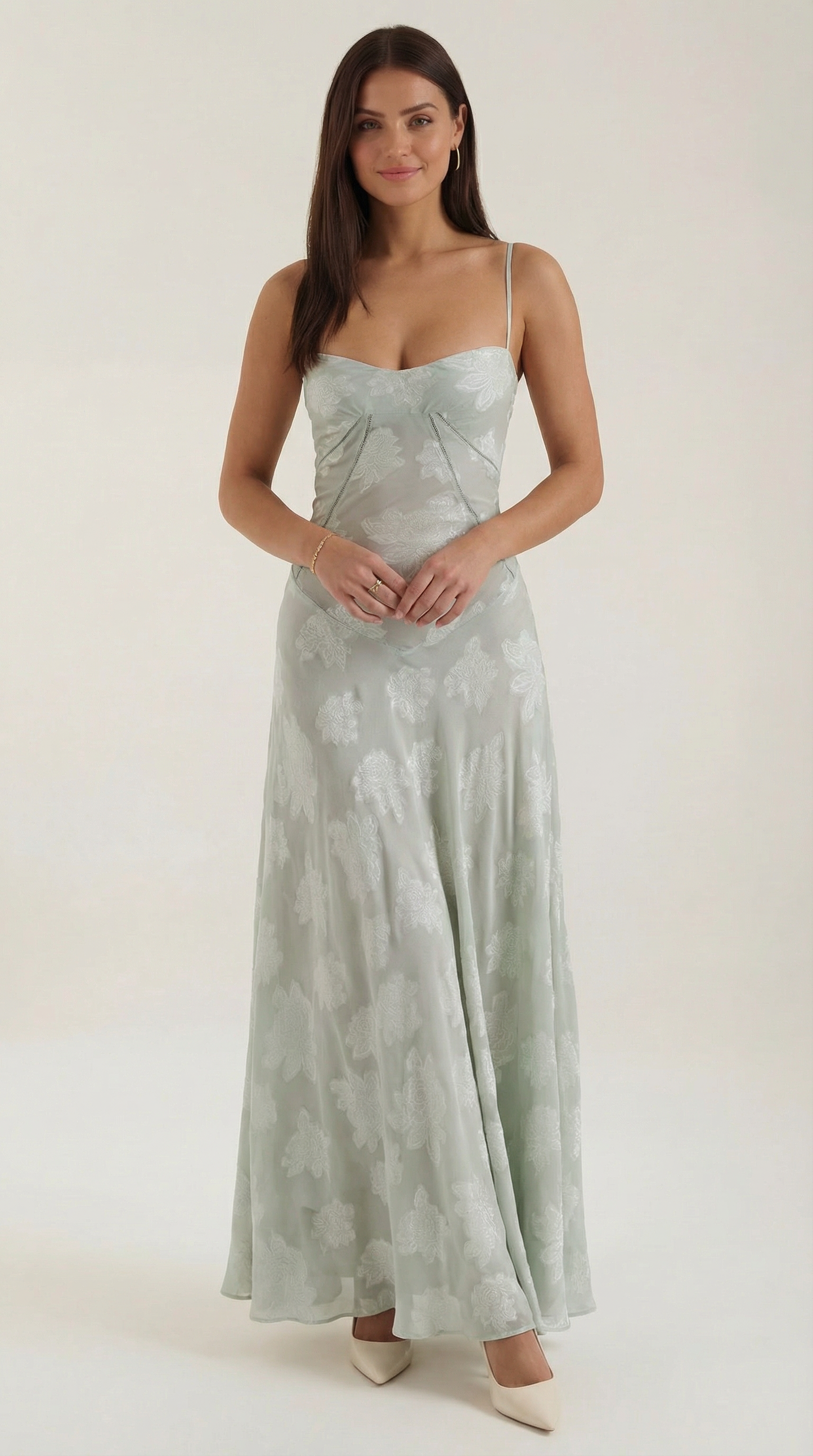 Robe maxi dentelle femme col cœur