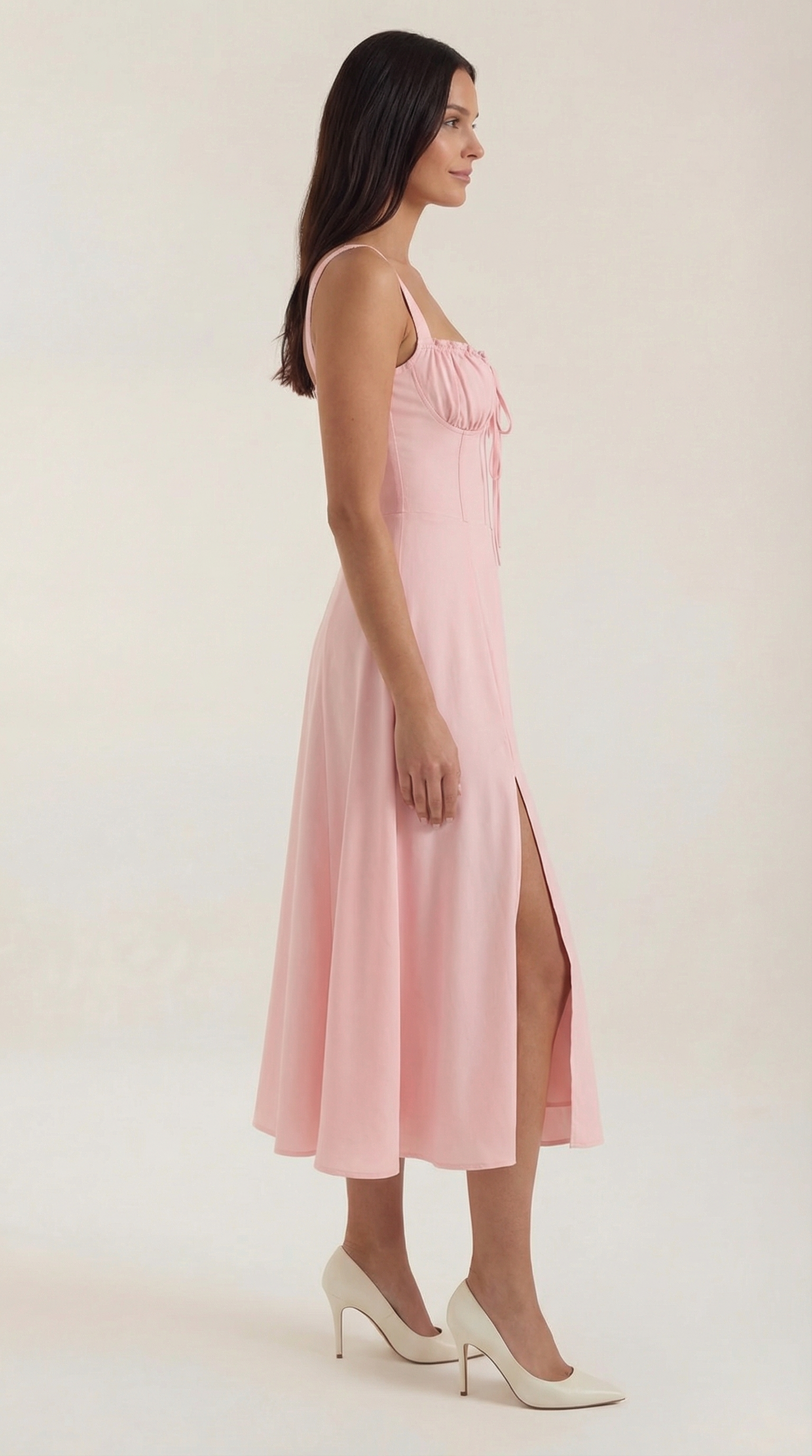 Robe midi lacets élégante femme