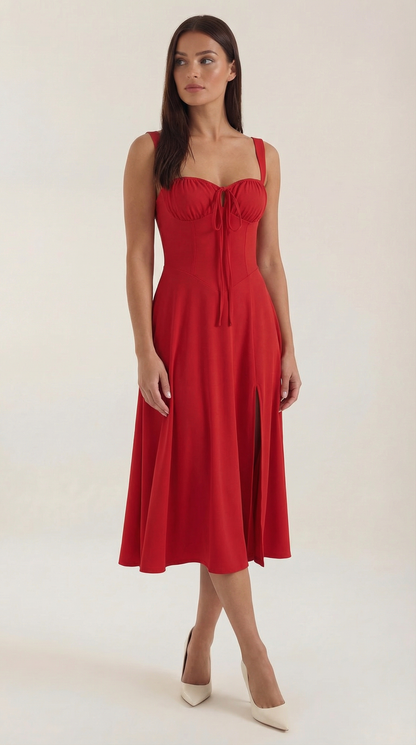 Robe midi lacets élégante femme