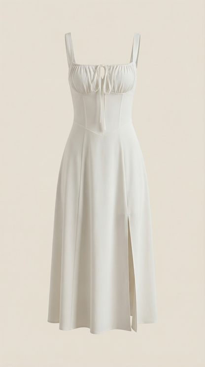 Robe midi lacets élégante femme