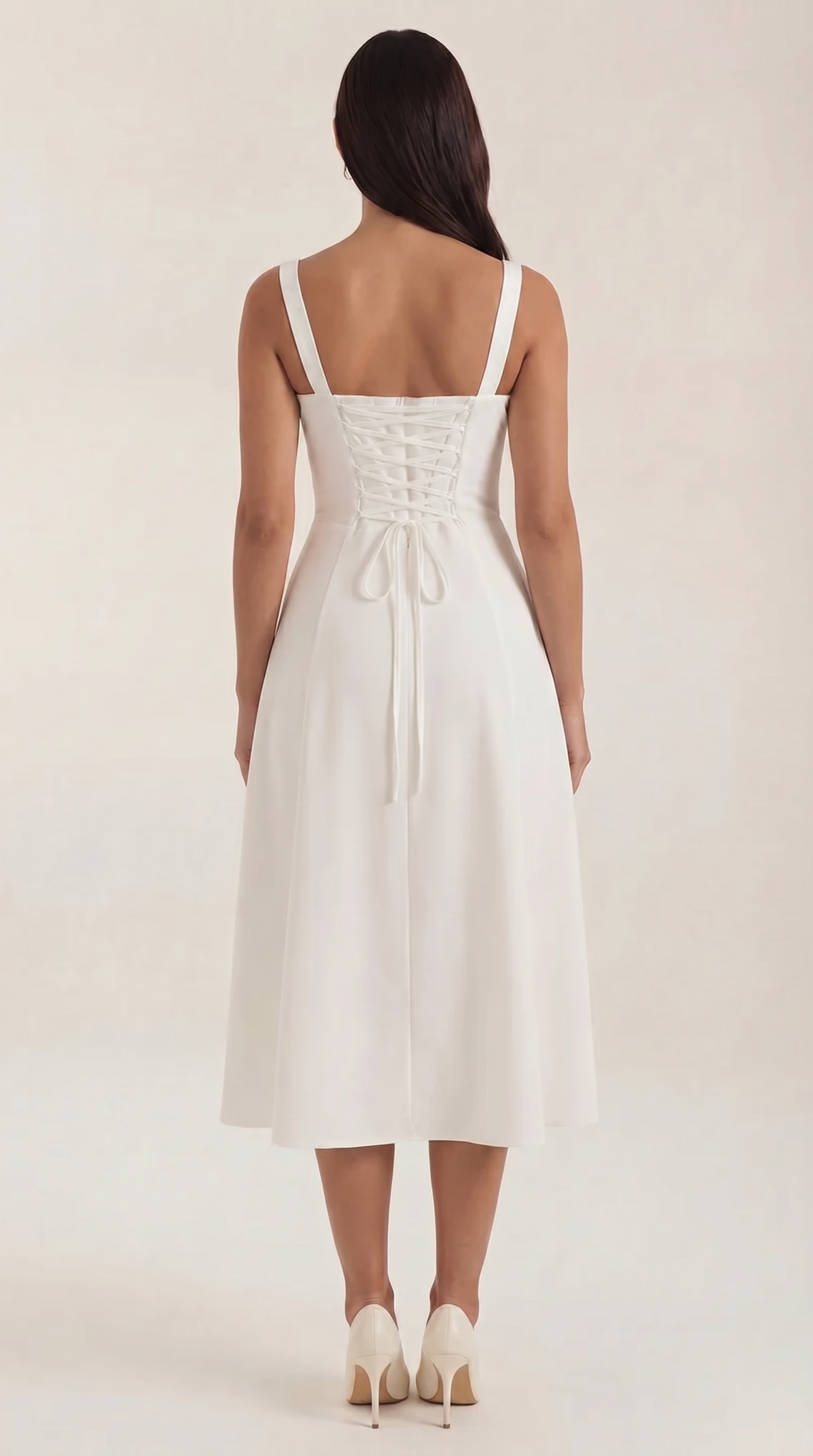 Robe midi lacets élégante femme