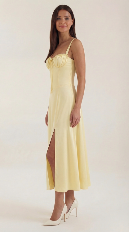 Robe midi lacets élégante femme