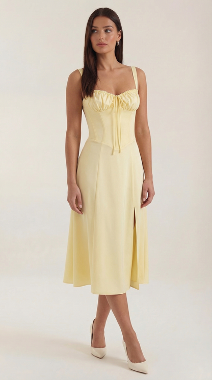 Robe midi lacets élégante femme