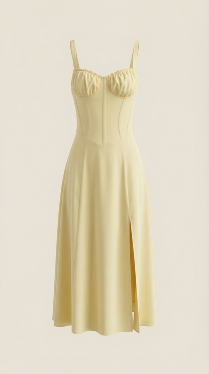 Robe midi lacets élégante femme