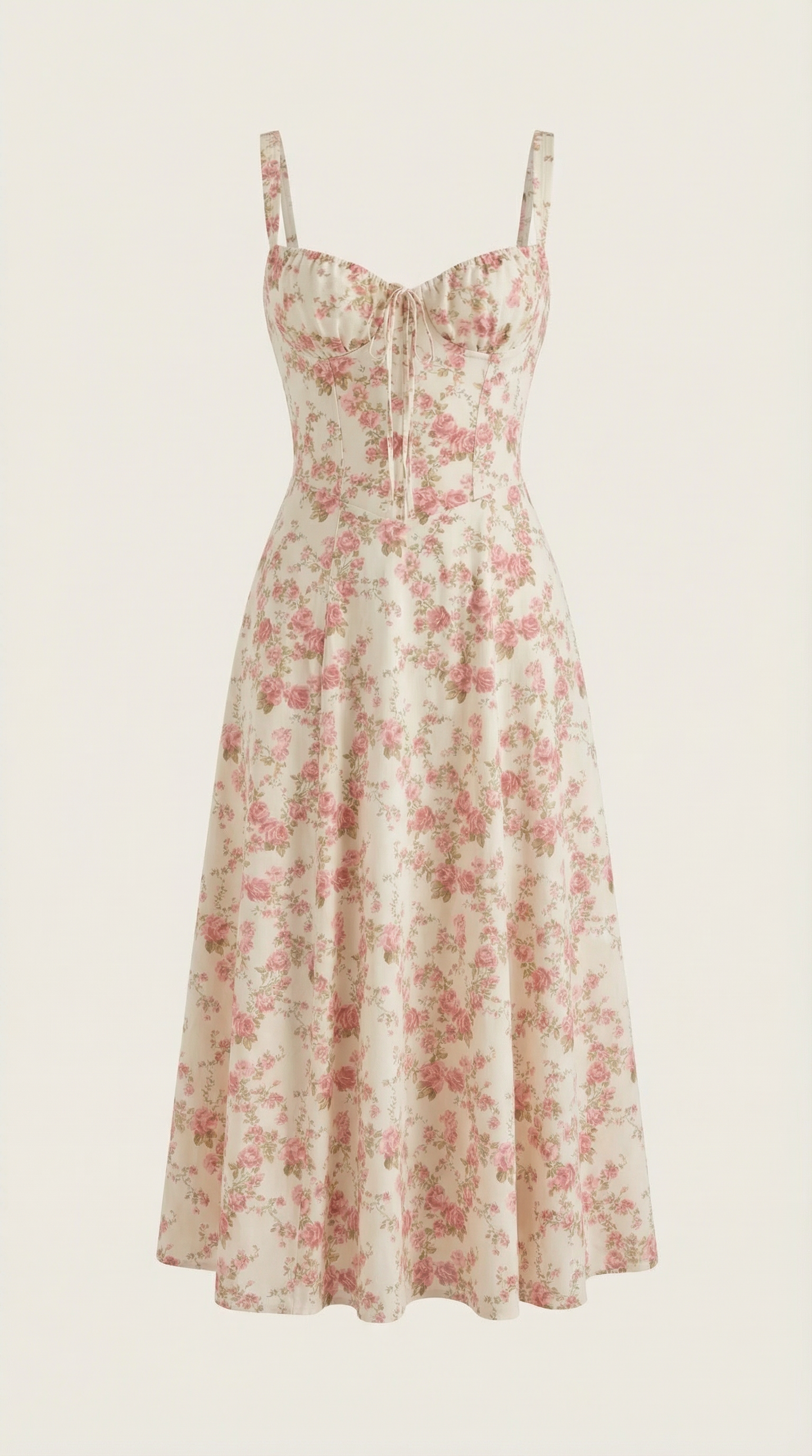 Robe midi femme fleurie lacée col cœur