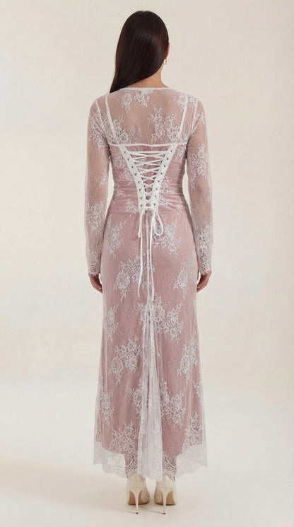 Robe maxi dentelle élégante femme
