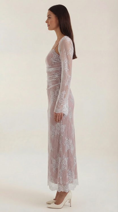 Robe maxi dentelle élégante femme