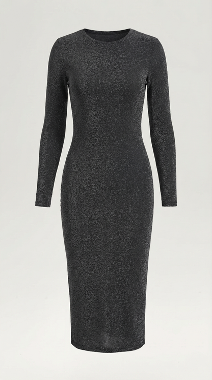 Robe midi moulante femme noire pailletée