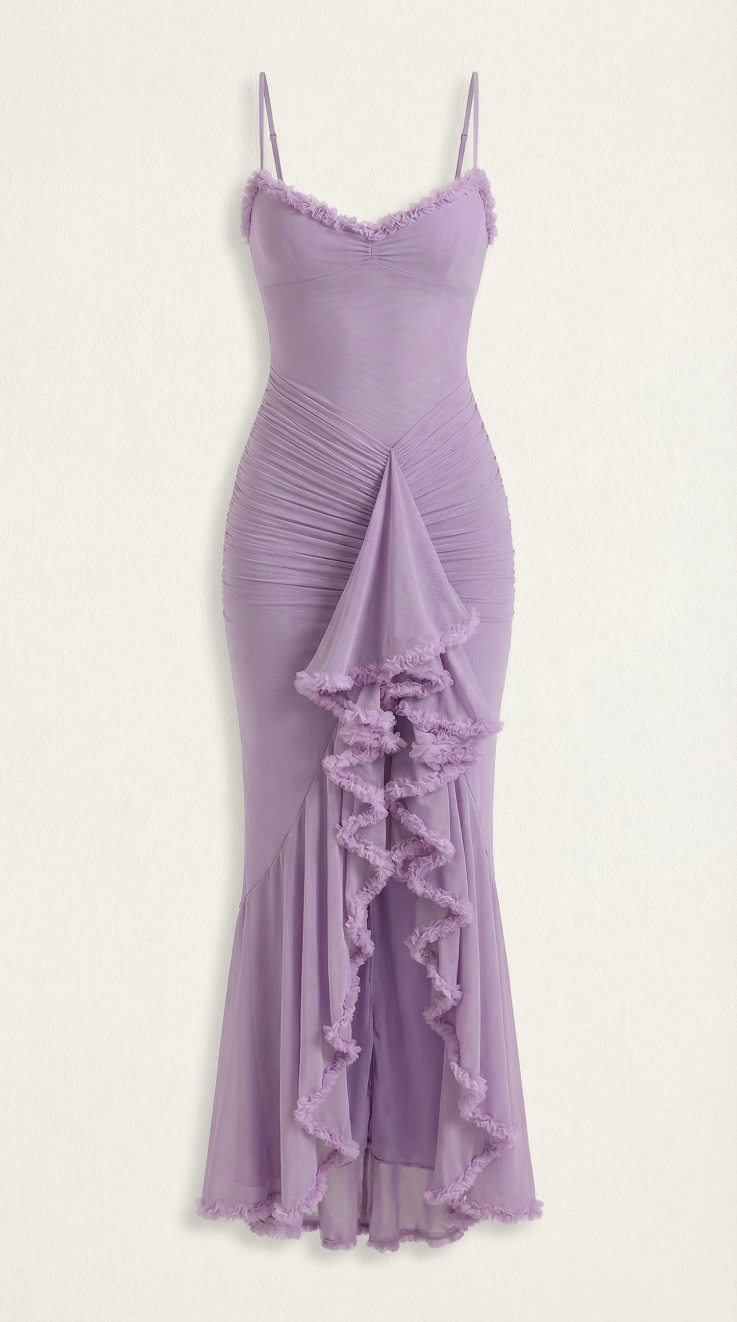 Robe maxi femme froncée col cœur